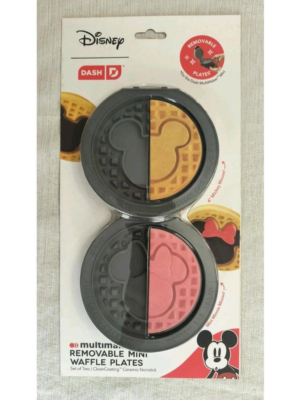 New  Disney Dash MultiMaker Mini Waffle Plates Mickey Minnie Mouse Ceramic